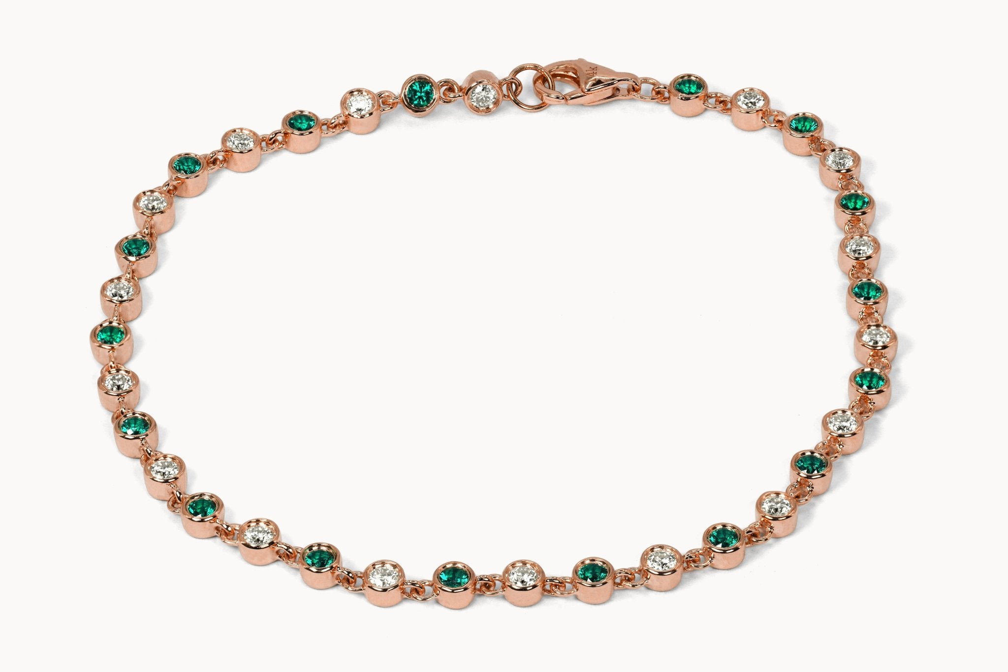 Gemstone Circle Armband – Hochwertiger Schmuck: Armband mit Smaragd & Lab Grown Diamant in 14K Gelbgold von VON RUWEN GmbH